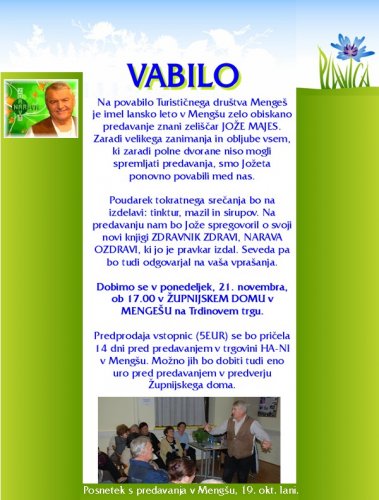 S takim vabilom smo vabili na predavanje